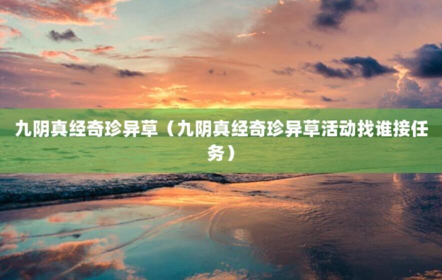 九陰真經奇珍異草（九陰真經奇珍異草活動找誰接任務）