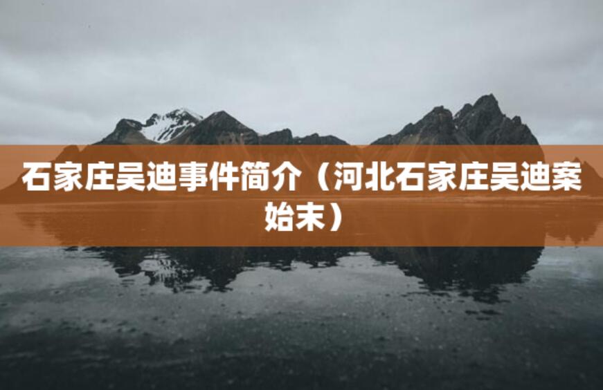 石家莊吳迪事件簡介（河北石家莊吳迪案始末）